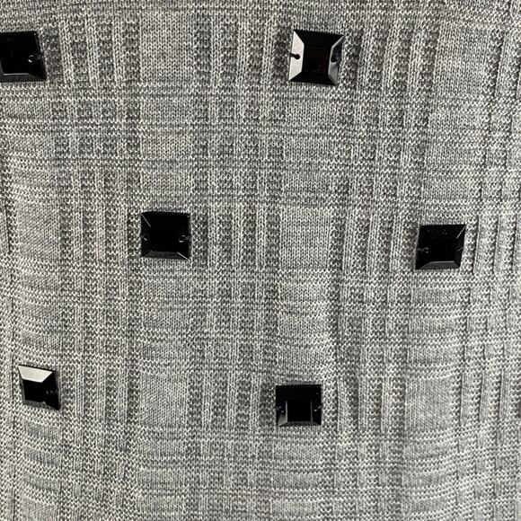 MARLOWE Size S Grey Black Cashmere Silk Beaded V Neck Casual Top - Picture 2 of 7